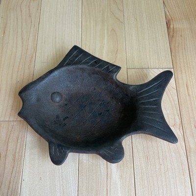 Vintage Rustic Cast Iron Fish Trinket Dish Ashtray Decor Marked Japan 6.5''X5''