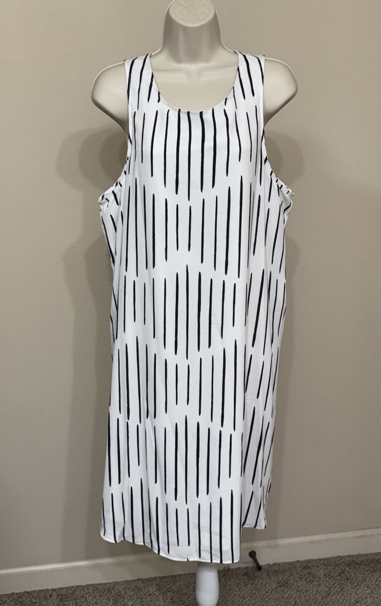 Apt 9 Womens Black/White Striped Sleeveless Round Neck Fit & Flare Midi Dress XL Apt 9 Womens Black/White Striped Sleeveless Round Neck Fit & Flare Midi Dress XL
