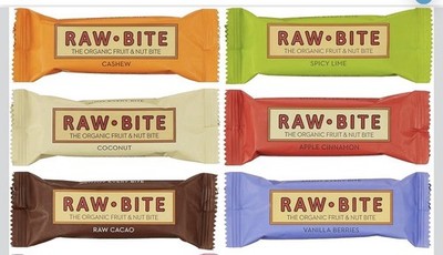 Mix Probier-Set RAW BITE Organic Energieriegel: Peanut Kokos Cashew 4er Pack