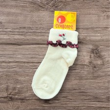 NWT VTG 2002 Gymboree Victorian Charm Rose Ruffle Cream Color Socks - 3T