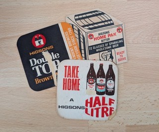 Higsons Brewery Beer Mats Vintage Breweriana