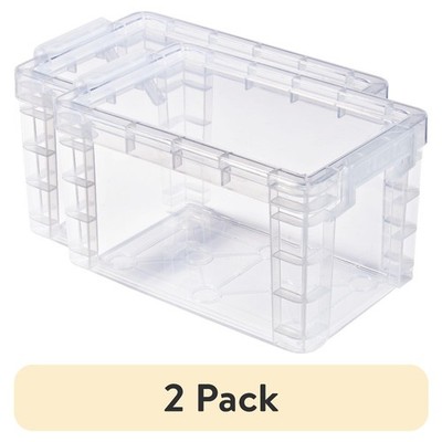 Plastic Index Card Storage Box Desktop File Organizer with Lid 2 Pack