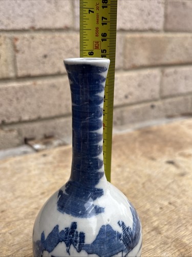 Antique Chinese Blue White Vase Old / Rare / Unusual / Hand Painted / Early - Picture 15 of 18