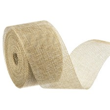 Burlap Ribbon,2 Inch Wide 10 Yards Burlap Wired Ribbon, Linen Color