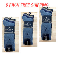 3 pack NAUTICA Mens Socks stretch comfort 5 Pair Shoe Size 6-12.5