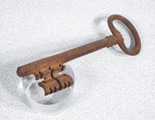 ⚜️ ANTICA CHIAVE EPOCA XVIII XIX SEC FERRO FORGIATO FORZIERE BAULE CASSAFORTE