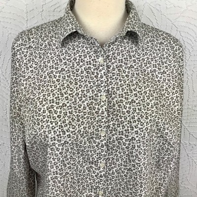 Lands End No Iron Supima Cotton Shirt Blouse Womens 20W Button Up Neutral Colors