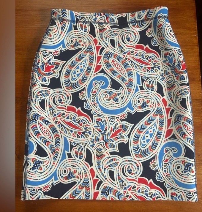 J. McLaughlin Reversible Pencil Skirt Women's XS Paisley Geometric Stretch