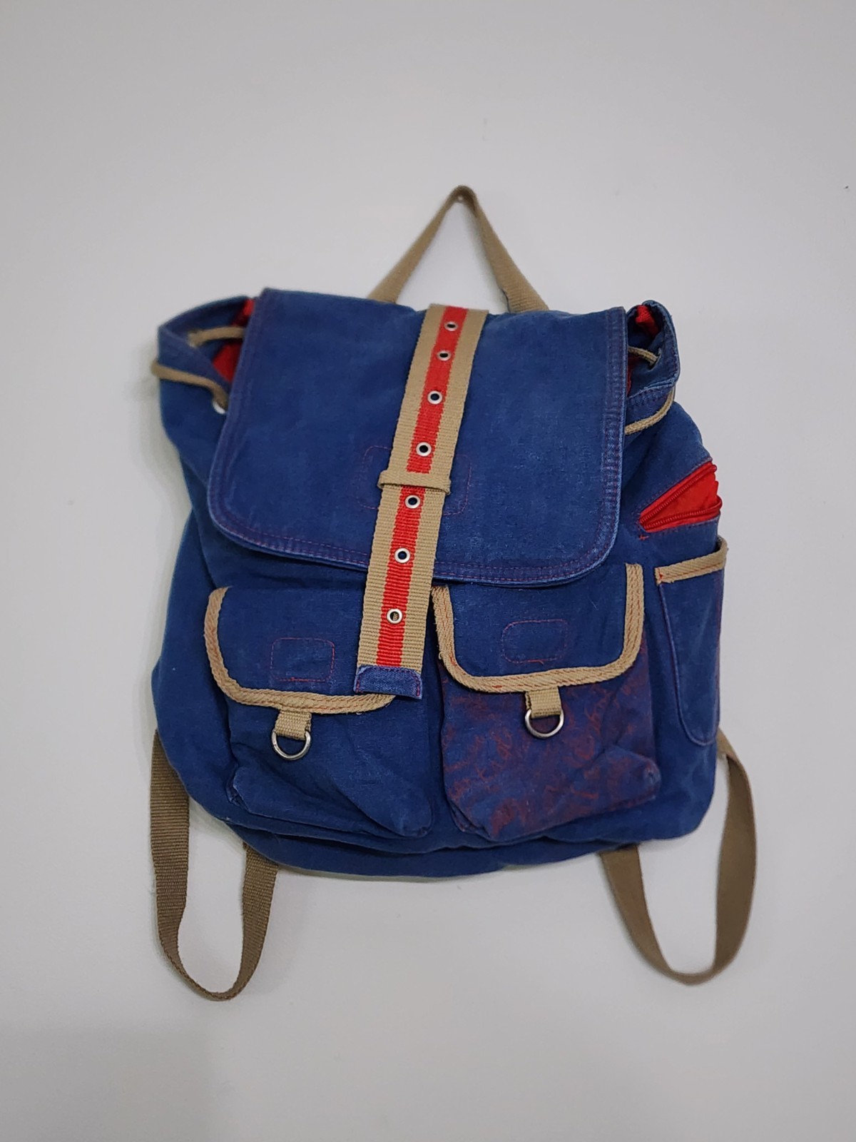 American Eagle Blue Denim Drawstring Backpack Bag… - image 1