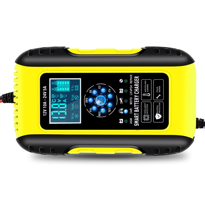 10A Car Battery Charger for Lifepo4 Lead Acid AGM Truck Motorcycle Marine Boat