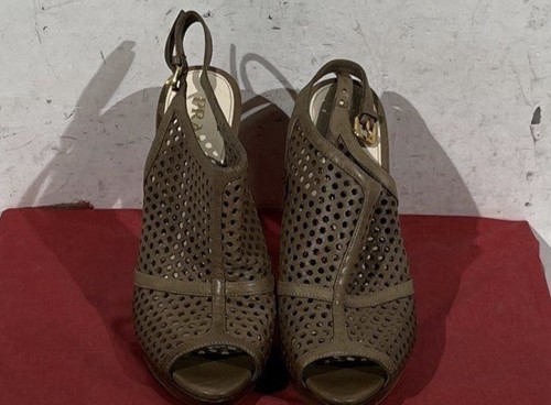 Prada  Brown Leather Lattice Heels, Designer w/COA