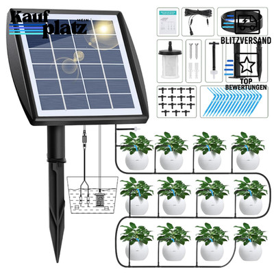 Bewässerungssystem Solar Automatisch mit Wassersensor Timer 15m Schlauch Garten
