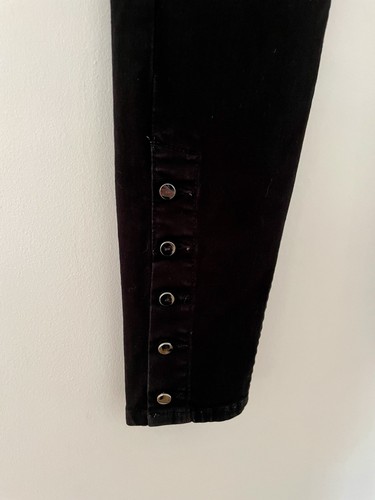 Karen Millen Black Skinny Jeans UK 8 Buttons Lower Legs Ankles Stretch W27 L27 - Picture 7 of 13