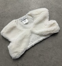 Jona Michelle White Faux Fur 1 Button Shrug Size 2T