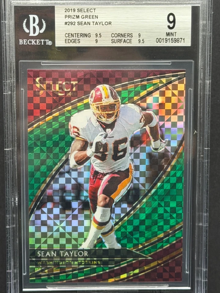 2019 Panini Select SEAN TAYLOR Prizm Green /5 BGS 9 Redskins Legend eBay 1/1 - Image 2 of 4