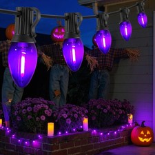 12FT Purple Halloween Lights Outdoor C7 LED String Plug 12FT