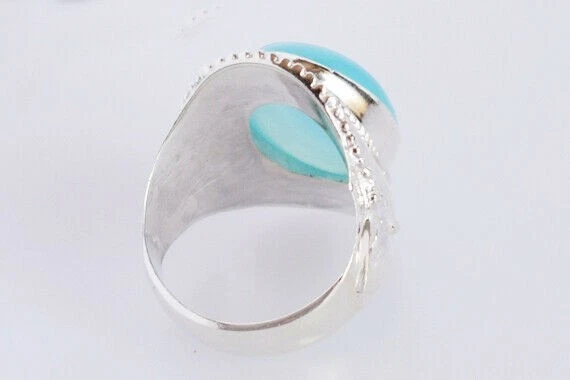 Anello anniversario argento sterling pietra preziosa calcedonio blu... - Immagine 4 di 4