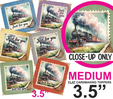 Vintage Steam Trains MALE Card Toppers SET B Birthday Cardmaking Tags 3.5"