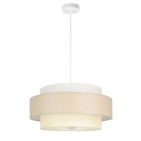 Pendelleuchte Esszimmer Stoff Weiß Hellbeige E27 Ø 40 Cm HäNgelampe Wohnzimmer