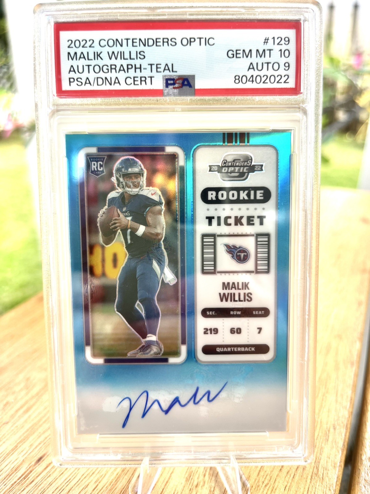Malik Willis Panini Contenders Optic #129 Autograph-Teal