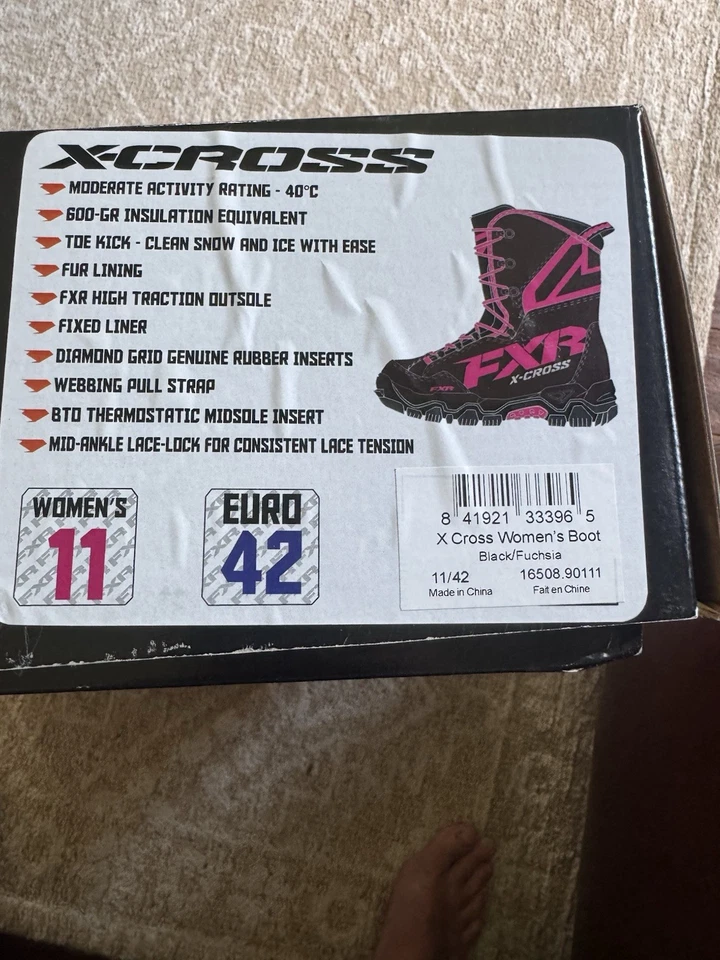 Nueva bota de moto de nieve FXR x cross negra, negra/alta visibilidad, fucsia talla 11 para mujer’s Foto 3 de 3