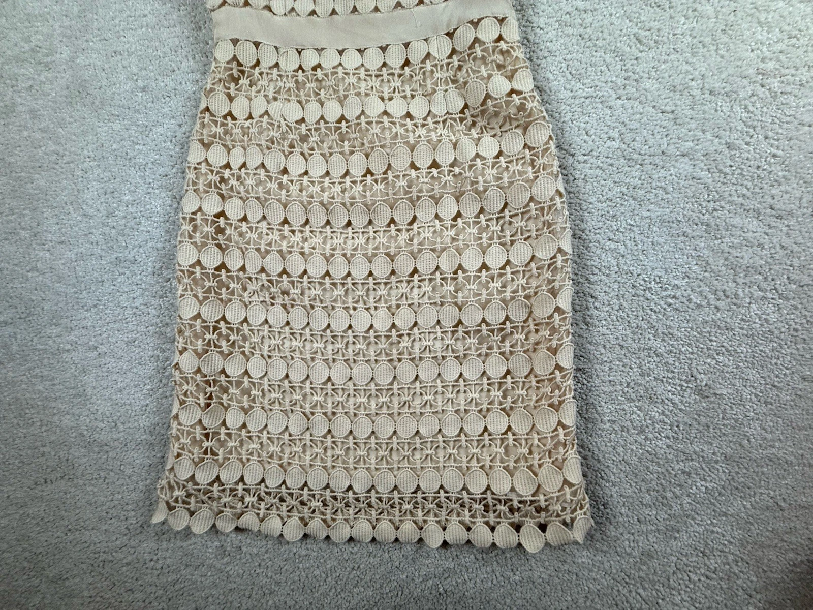 OFF WHITE Abito donna Tory Burch 6 uncinetto pizzo foderato canotta matita avorio bianco sporco