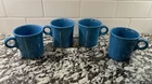 Fiesta Set of 4 FiestaWare Mugs Turquoise/Blue Ring Handles HLC