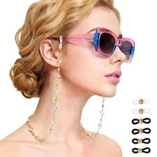 1 Pack Beaded Eyeglass Chain - Crystal Diamond Gold Elegant Eye Glasses Neck