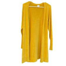 A New Day Cardigan Open Front Duster Yellow Long Sleeve Womens Size Medium GUC