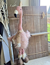 Samt Figur Flamingo 57 cm Weiß Rosa Krone  Gold Dekofigur XXL Flamingo Figur