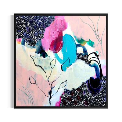 Original Abstract 10x10 Botanical Modern Painting Colorful Wall Art Living Room