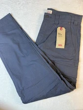Levis 502 Taper Hybrid Cargo Pewter Blue Pants Adjustable Waist 32x32 NWT