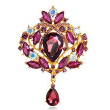 Wedding Bridal Big Crystal Rhinestone Bouquet Brooch Pin for Women
