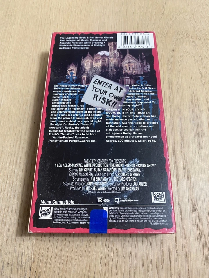 The Rocky Horror Picture Show VHS Fox Tim Curry Vintage Cult Classic Movie - Image 3 of 4