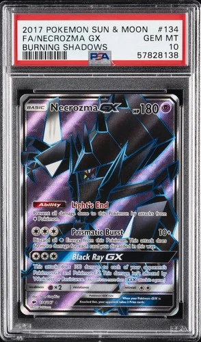 2017 POKEMON SUN & MOON BURNING SHADOWS #134 FULL ART/NECROZMA GX PSA 10