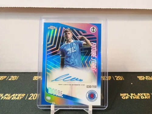 2025-26 Topps Chrome UEFA Club Competitions Blue Auto /150 Mikey Moore #FSA-MM