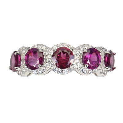 Valentine 925 Silver Ring Round Rhodolite Garnet 5mm Gemstone Jewelry 7.5