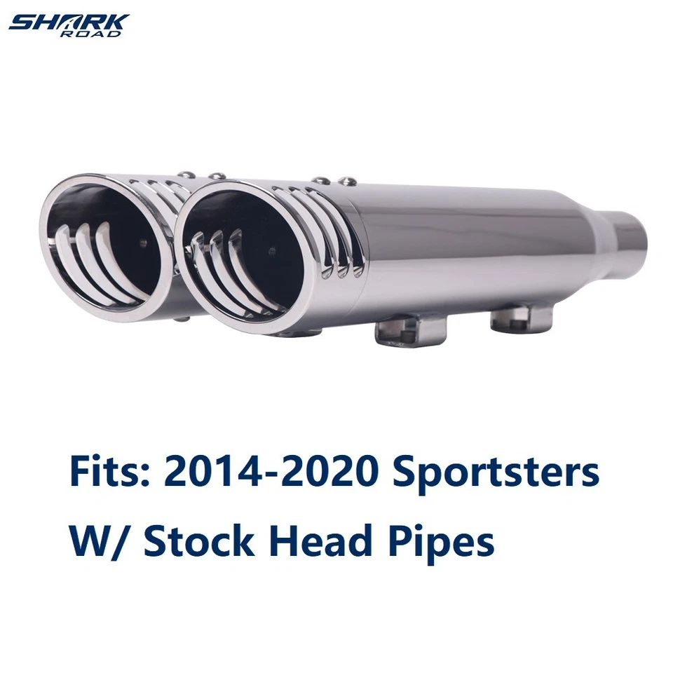 Silenciador de escape cromado deslizable de 3" para Harley 14-22 Sportster XL 883/1200, 3020CC Foto 2 de 4