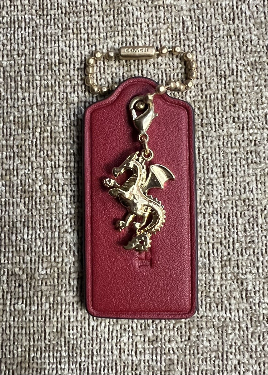 Genuine Coach 2.25” Red Leather HangTag Lunar New Year Dragon Gold