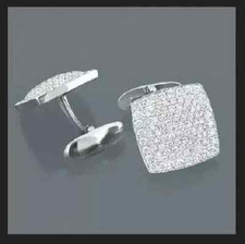 3Ct Round Cut Lab-Created Diamond 14K White Gold Plated Wedding Men's Cufflinks
