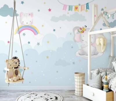 3D Rainbow Cat ZHU3668 Wallpaper Wall Mural Removable Self-adhesive Amy