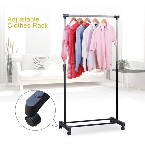 Laundry Drying Rack Clothes Storage Hanger Stand With Brake Roller Adjustable US