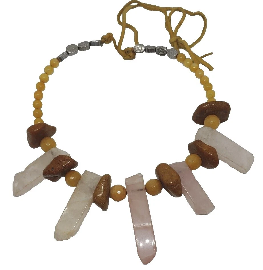 Cuero Collares y colgantes hechos a mano con Cuentas de Cristal