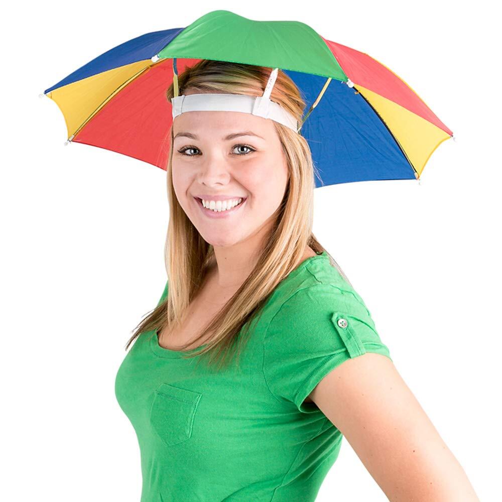 Colorful 20-Inch Hands-Free Funny Umbrella Hat Pack of 2 for Parties