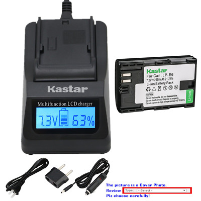 Kastar Battery LCD Fast Charger for Canon LP-E6 E6N LC-E6 & Canon EOS 80D Camera