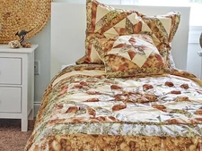 DaDa Bedding Country Rustic Earthy Green Beige Floral Patchwork Comforter Set