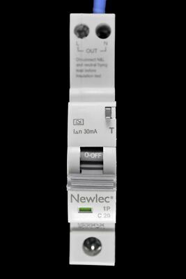NEWLEC 20 AMP CURVE C 6kA 30mA RCBO TYP A NLRCBC2030C COMPACT