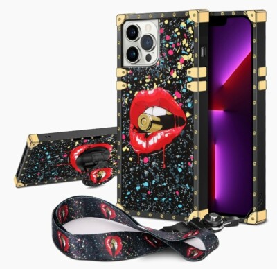 iPhone 13 Pro Case with Kickstand Cute Cover for Girls Women TPU Luxury Case.