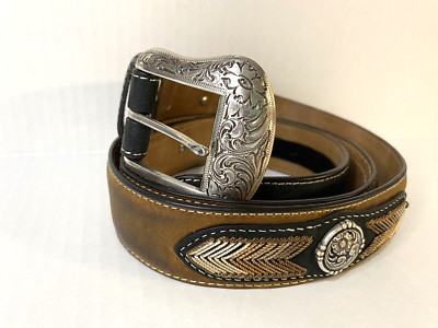 Nocona like Silverplated Concho Belt Sz 32 Like New Leather 4511P Nocona Silver Women main image 2