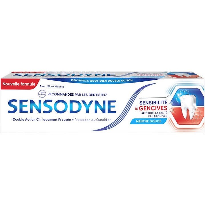Dentifrice Sensodyne Sensibilité et Gencives menthe format éco lot de 3 x 75ml